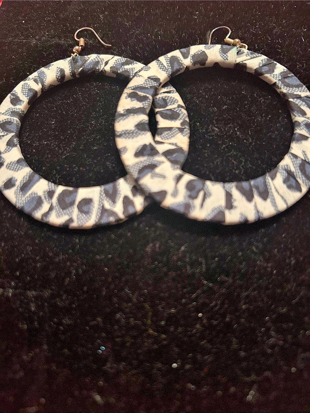 Animal Print Hoop Earrings Blue & White